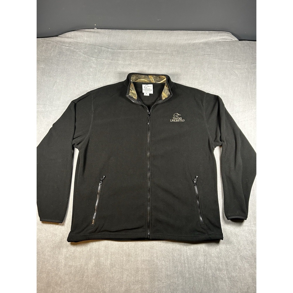 Ducks Unlimited Black Fleece Zippered Jacket, Size XL